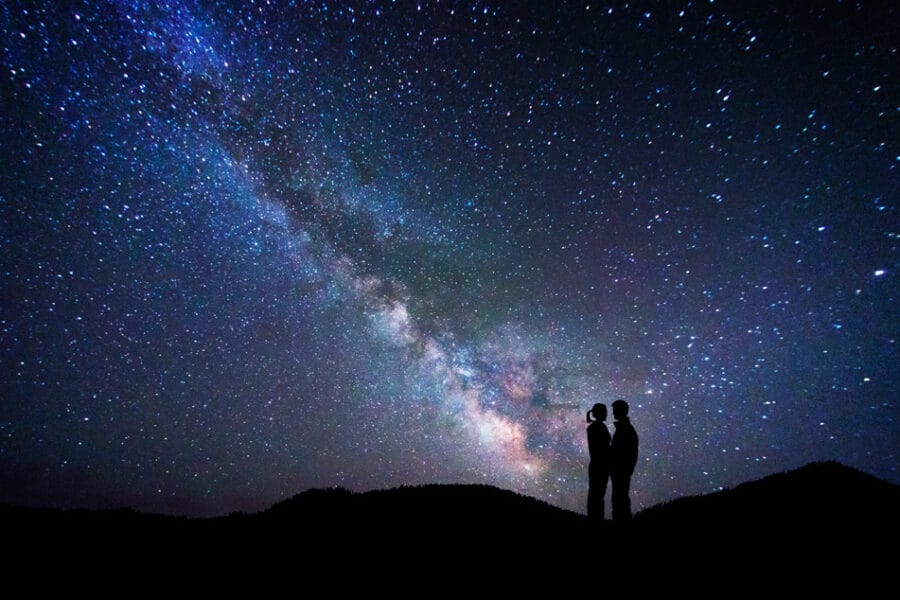 Couple against stars